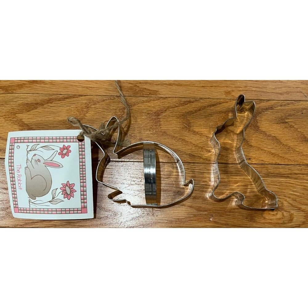 Ann Clark Tin Handled Rabbit Shaped Cookie Cutter + Rabbit Cutout W/Recipe